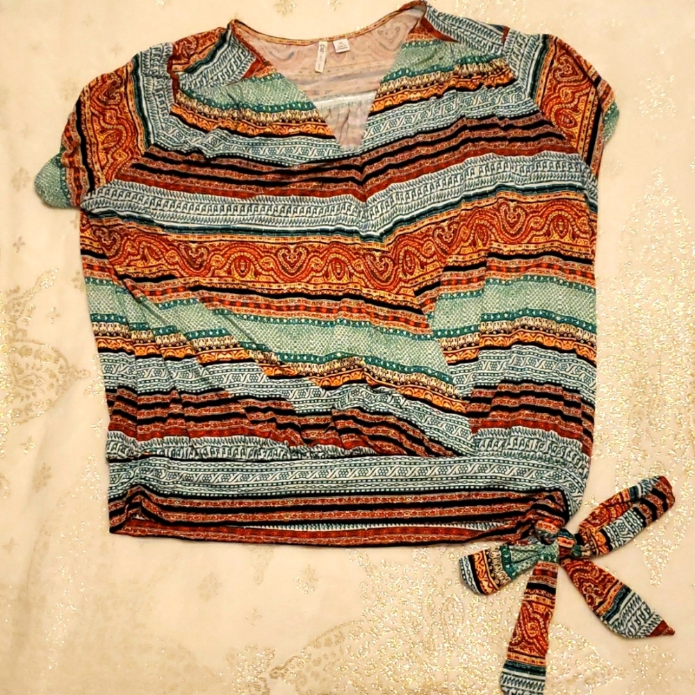 Multi colored V Neck Blouse